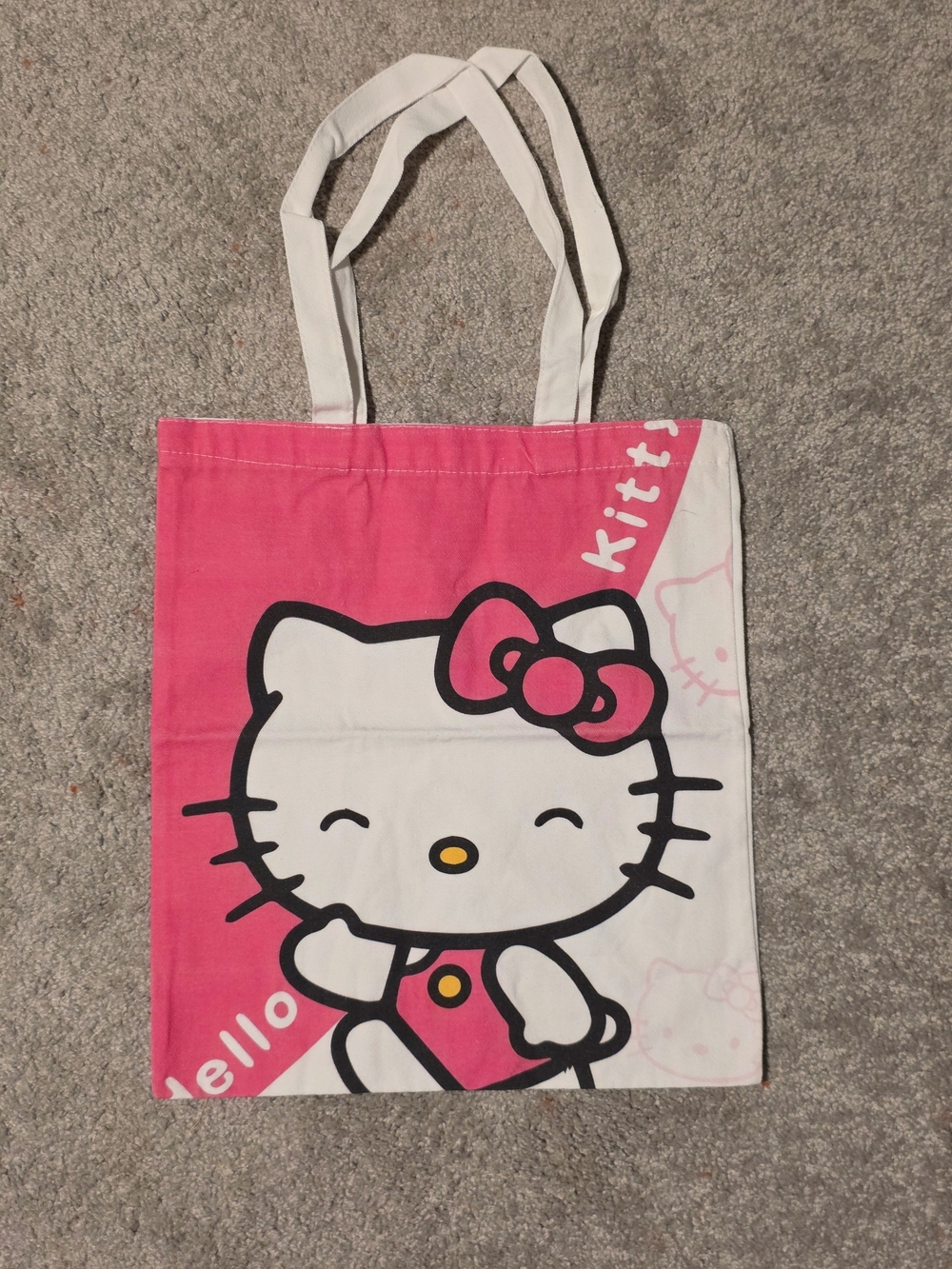 Hello Kitty Pink and Cream White Canvas Tote Bag - Picture 2 of 3